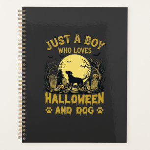 Just Boy Who Loves Halloween Dog Full Moon Planner