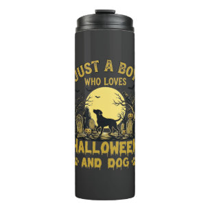 Just Boy Who Loves Halloween Dog Full Moon Thermal Tumbler