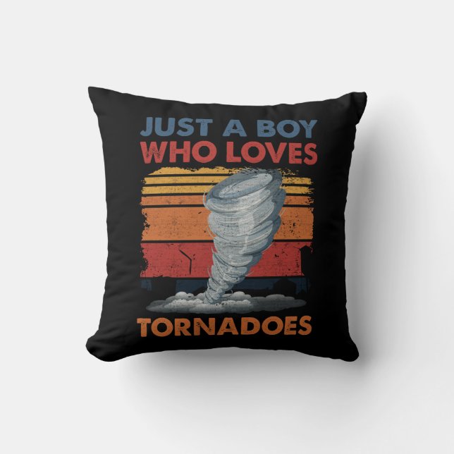 Just Boy Who Loves Tornado Art Weather Storm Torna Cushion (Front)