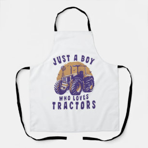 Just Boy Who Loves Tractors Farm Trucks Apron