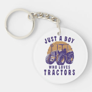 Just Boy Who Loves Tractors Farm Trucks Key Ring