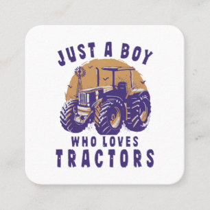 Just Boy Who Loves Tractors Farm Trucks Square Business Card