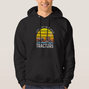 Just Boy Who Loves Tractors Retro Farmer Hoodie