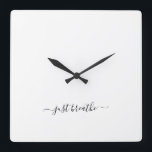 Just breathe black elegant script yoga large clock<br><div class="desc">Modern yoga clock with a chic white background and an elegant hand lettered black script with the quote "just breathe".</div>