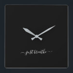 Just breathe black elegant script yoga large clock<br><div class="desc">Modern yoga clock with a chic black background and an elegant hand lettered white script with the quote "just breathe".</div>