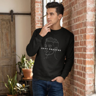 Just Breathe Black Sweatshirt Minimalist Line