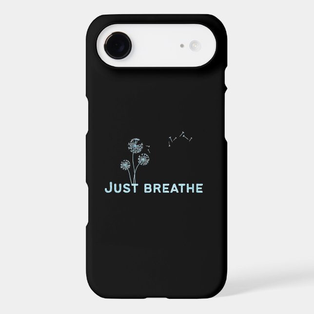 Just Breathe Blue Glitter Minimal Iphone Case (Back)