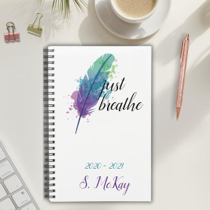 Just Breathe Boho Watercolor Monogram Planner