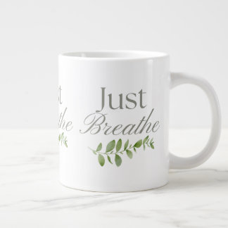 Just Breathe Botanical, Calm Mindfulness Wellbeing Large Coffee Mug