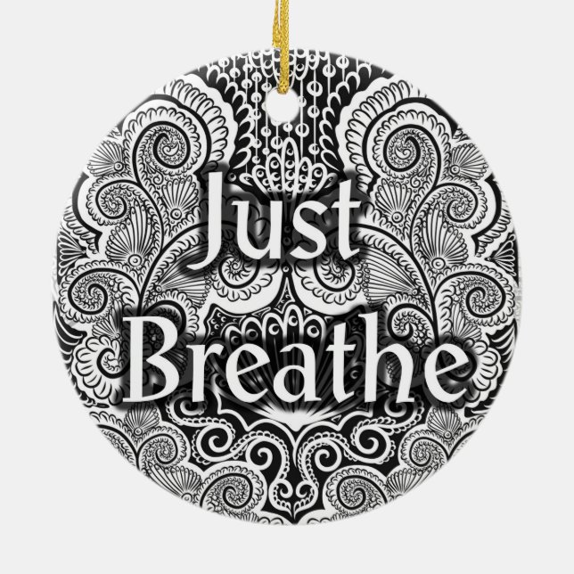 Just Breathe – Calming Mandala-Inspired  Ceramic Tree Decoration (Back)