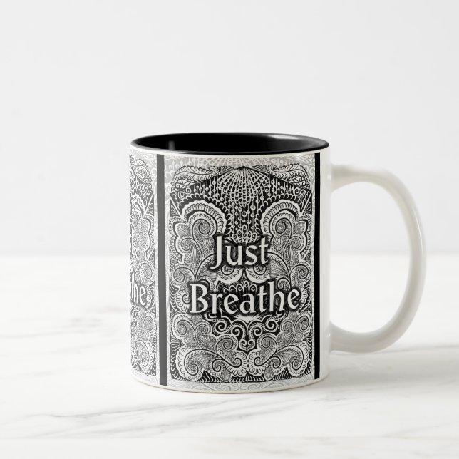 Just Breathe – Calming Mandala-Inspired  Two-Tone Coffee Mug (Right)