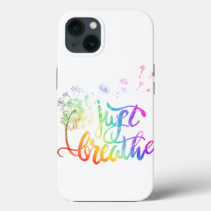 Just breathe colourful dandelion artwork iPhone 13 case