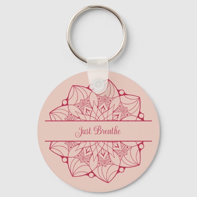 Just Breathe - Custom Mandala Key Ring (Front)