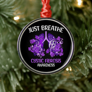 Just Breathe Cystic Fibrosis Awareness Metal Tree Decoration
