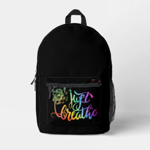 Just breathe  dandelion blowing in the wind  printed backpack
