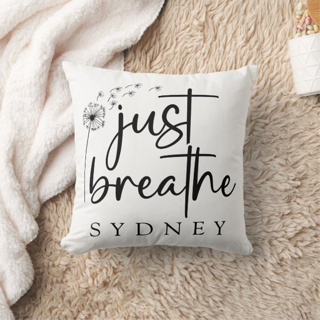 Just Breathe Dandelion Custom Name Cushion (Blanket)