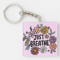 JUST BREATHE Floral Cute Daisy Hand-Drawn