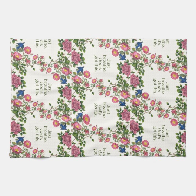 Just Breathe. God's Got This Tea Towel (Horizontal)