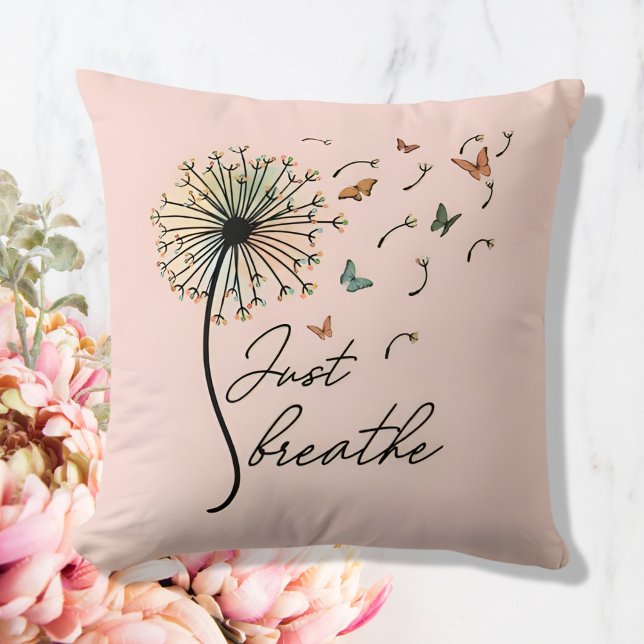 Just Breathe Inspirational Quote Gift Cushion (Creator Uploaded)