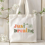 Just Breathe Modern Typography Dandelion Flower Tote Bag<br><div class="desc">Just Breathe Modern Typography Dandelion Flower Tote Bags features the text "Just Breathe" in a modern script typography accented with a dandelion flower. Perfect as a gift for her for birthday,  Christmas,  Mother's Day,  best friends,  sisters and more. Designed by Evco Studio www.zazzle.com/store/evcostudio</div>