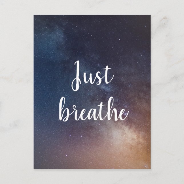 JUST BREATHE - Night Sky Quote Postcard (Front)