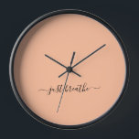 Just breathe orange black yoga clock<br><div class="desc">Elegant just breathe peach fuzz black yoga clock.</div>