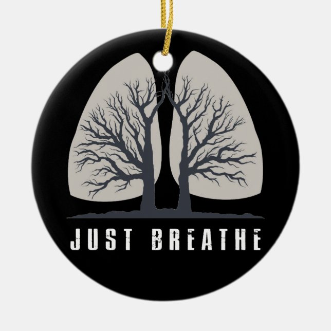 Just Breathe Positive Thinking Human Lungs Science Ceramic Tree Decoration (Front)