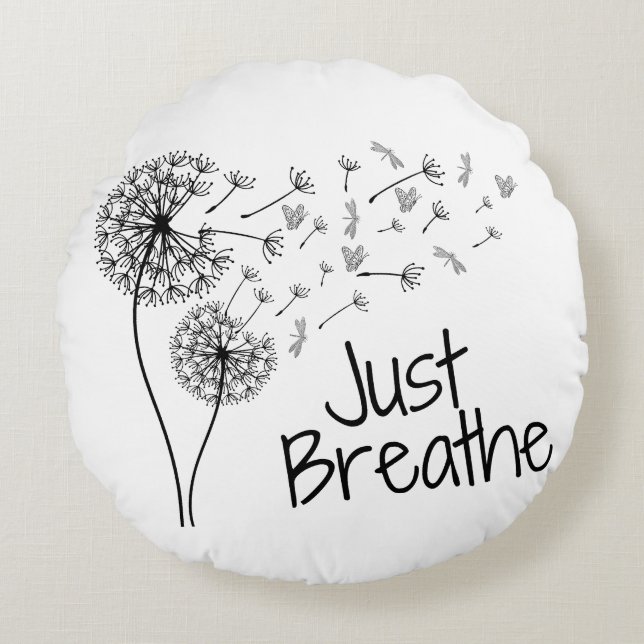 Just Breathe Round Pillow by Posh Little Finds (Front)