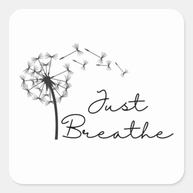 Just Breathe Sticker with Dandelion (Front)