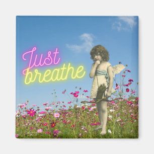 Just Breathe Vintage Angel Altered Art   Magnet