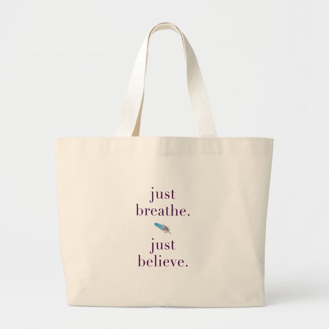 Just Breathe Yoga Feather Quote Tote (Front)