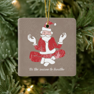 Just Breathe Yoga Santa Ceramic Ornament