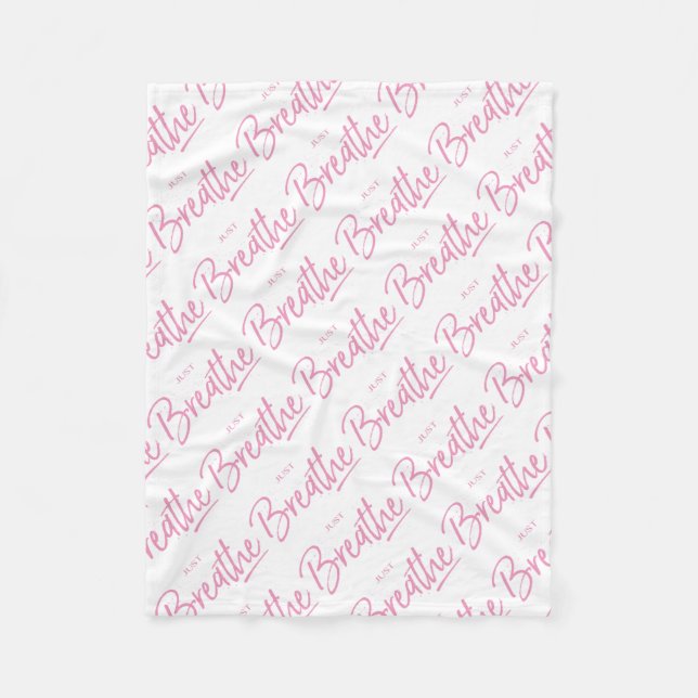 Just Breathe, Yoga, Zen Quote Fleece Blanket (Front)