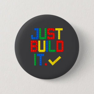 Just Build It Master Builder Kids Building Blocks 6 Cm Round Badge