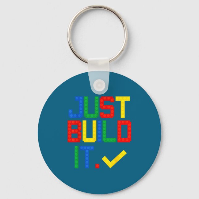 Just Build It Master Builder Kids Building Blocks  Key Ring (Front)