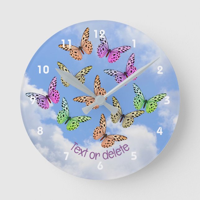 Just Butterflies Personalised  Round Clock (Front)
