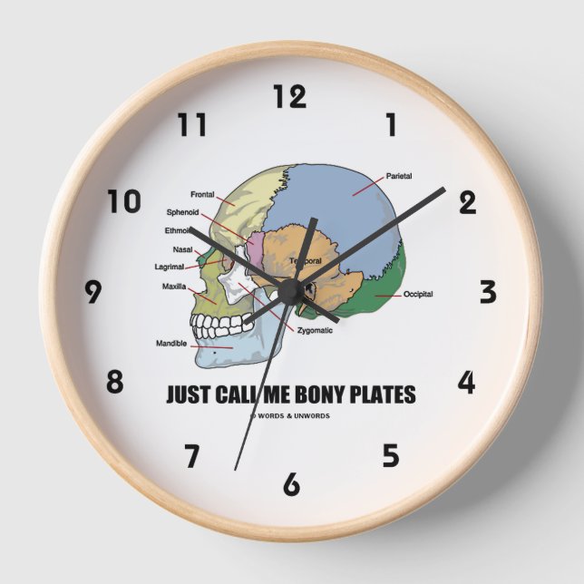 Just Call Me Bony Plates Skull Anatomy Humour Clock (Front)