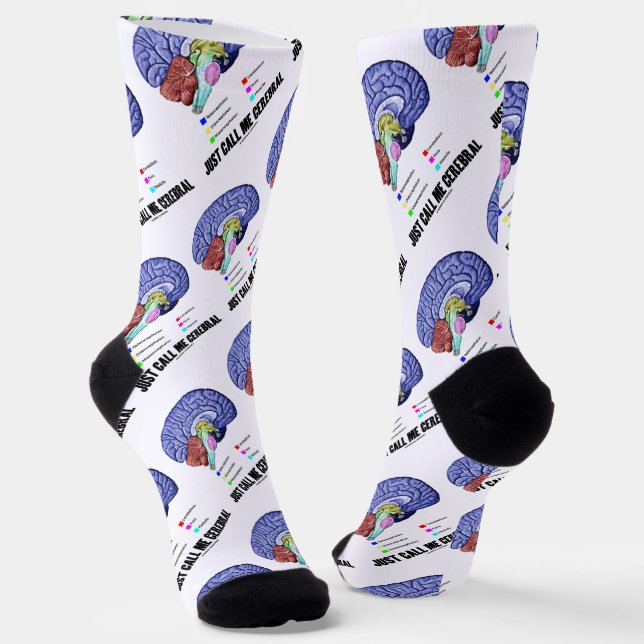 Just Call Me Cerebral Brain Anatomy Humour  Socks (Angled)