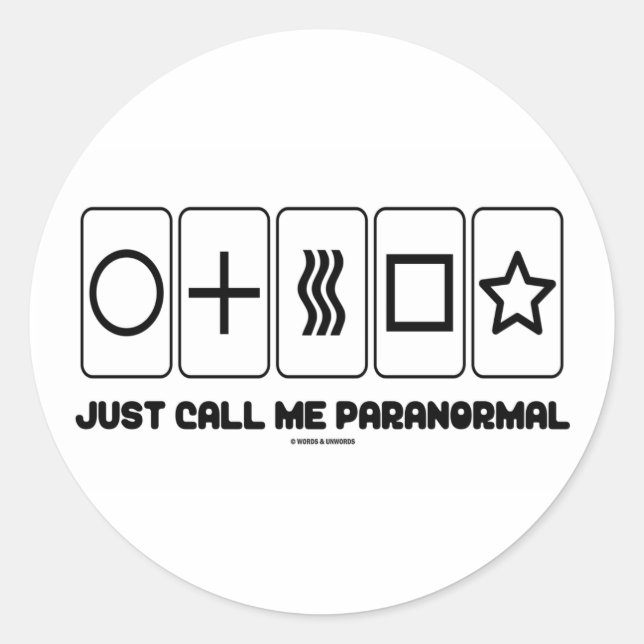 Just Call Me Paranormal (Zener Cards) Classic Round Sticker (Front)