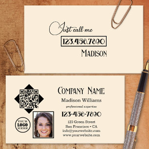 Just Call Me Simple QR Code Photo Logo Business Card
