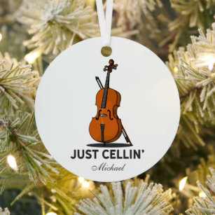 Just Cellin Cellist Music Personalised Metal Tree Decoration