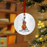 Just Cellin Cellist Performance Music Personalised Ornament<br><div class="desc">This "Just Cellin" Christmas ornament makes a great gift for a cellist or as a treat for yourself for the times when you're just chilling or for any special occasion. Add a name or year of holiday by using our "Personalised" button above</div>