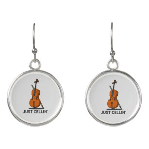 Just Cellin Cello Fiddle Musician Earrings