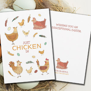 Just Checking In Hello Funny Chickens Easter Card