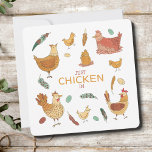 Just Checking In Hello Funny Hen Pun Cute Chickens<br><div class="desc">This design features the most adorable chickens, feathers, and eggs surrounding the text, "Just Chicken (checking) in". Let this cute card make your friends giggle with a funny hen pun - perfect for chicken lovers! Show someone special you're thinking of them with this original art card. Customise by adding your...</div>