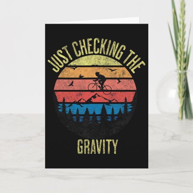 Just Checking The Gravity Funny Mountain Biking Sp Card (Front)