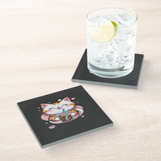 Just Chill Cat T-Shirt – Relaxing Cat Lover Graphi Glass Coaster
