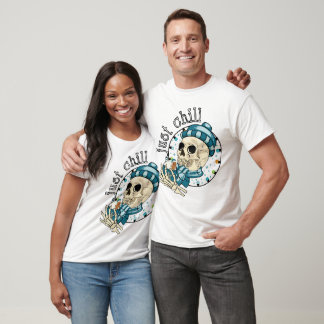 Just Chill Skull Hot Cocoa Gingerbread Man Xmas T-Shirt