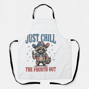 Just Chill The Fourth Out Patriotic Racoon Shirt_ Apron