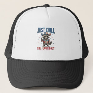 Just Chill The Fourth Out Patriotic Racoon Shirt_ Trucker Hat